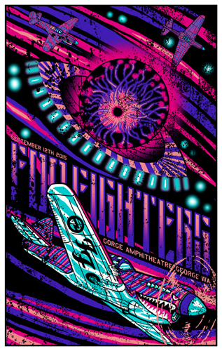 Foo Fighters Poster 9/11-12/2015 Gorge Amp WA Signed & Numbered Set #/106 A/E - Picture 3 of 3