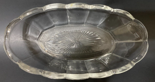 VTG Oval Dish W/Scalloped Edge & Starburst Bottom 10-1/4" X 5.5" - Picture 5 of 5