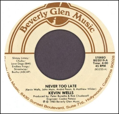 Kevin Wells - Never Too Late + Talk To Me - Rare 1985 7" 45 RPM Single! - Imagen 3 de 3