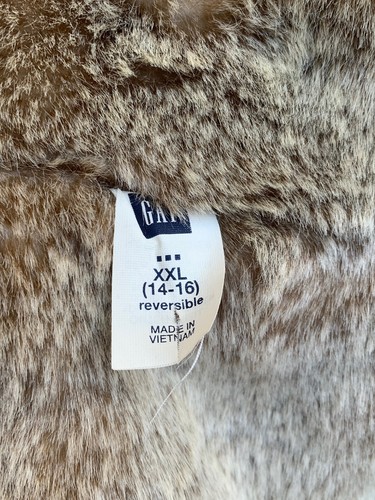 Gap Kids Warm Brown Gold Reversible Faux Fur Quilted Puff Vest Sz 14-16 XXL - Picture 7 of 8