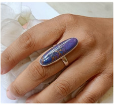 Purple Turquois Ring Solid 925 Silver Handmade &amp;Statement Birthday Ring HM1057