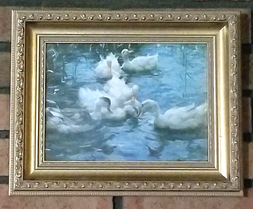 A. Koester Art Painting on Board in Gold Toned Frame "Ducks in a Pond" - Picture 2 of 5