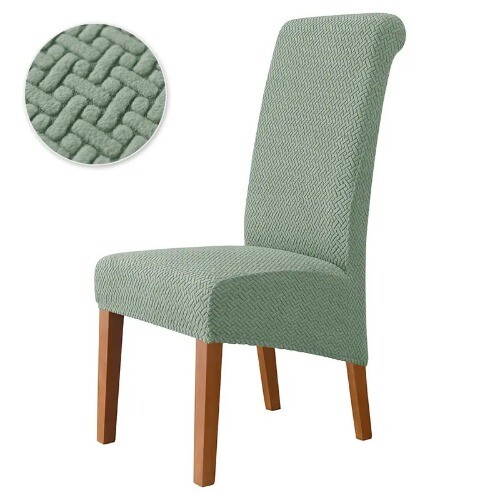 Jacquard Stuhlhusse Lange Rückenlehne Esszimmer Stuhlhussen Sitz für Hochzeit Esszimmer - Bild 17 von 29