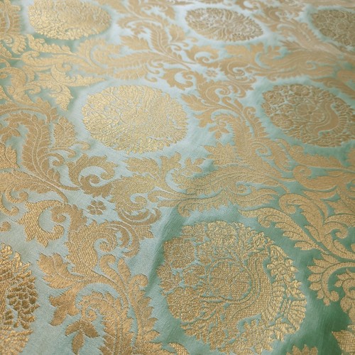Brocade Ornamental Floral Fabric Gold Metallic Jacquard Craft Dress Material 44" - Picture 58 of 80