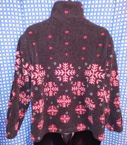 Grau/grün Weihnachten Urlaub Schneeflocke Fleece Knopf Pullover-Erwachsene Small - Bild 4 von 5