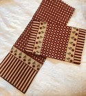 Vintage Tapestry Checks Stripes & Cherries Runner & 4 Placemats Red & Tan 12X70"