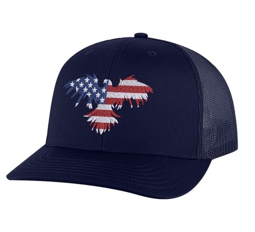 Bold Eagle Snapback Hat - Embroidered Eagle in American Flag Colors, Patriotic - Picture 4 of 9