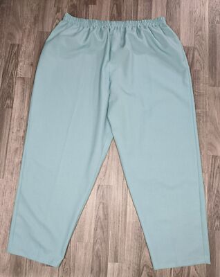 Dressbarn Womens Plus Size 24W Teal Pull On Elastic Waist Pants