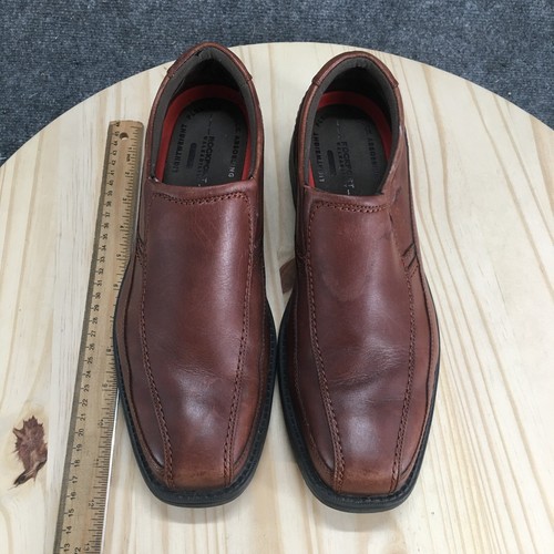 Zapatos Rockport Para Hombres 11 Mocasines Cuero Marrón Sin Cordones Puntera Cuadrada Informales A13021 - Imagen 10 de 17