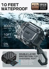 For Apple AirPods 4 SUPCASE Full-Body IP68 Waterproof Case Cover w/ Carabiner US