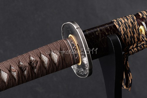 "Espada afilada samurái japonesa plegada T10 acero Katana templada en arcilla de 40"" de Damasco - Imagen 10 de 12