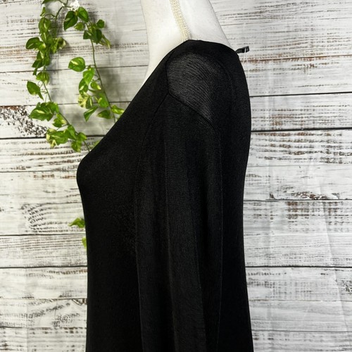 Eileen Fisher Tunic Top sz Large Black Silver Stretch Modest Lagenlook Cocktail - Picture 10 of 14