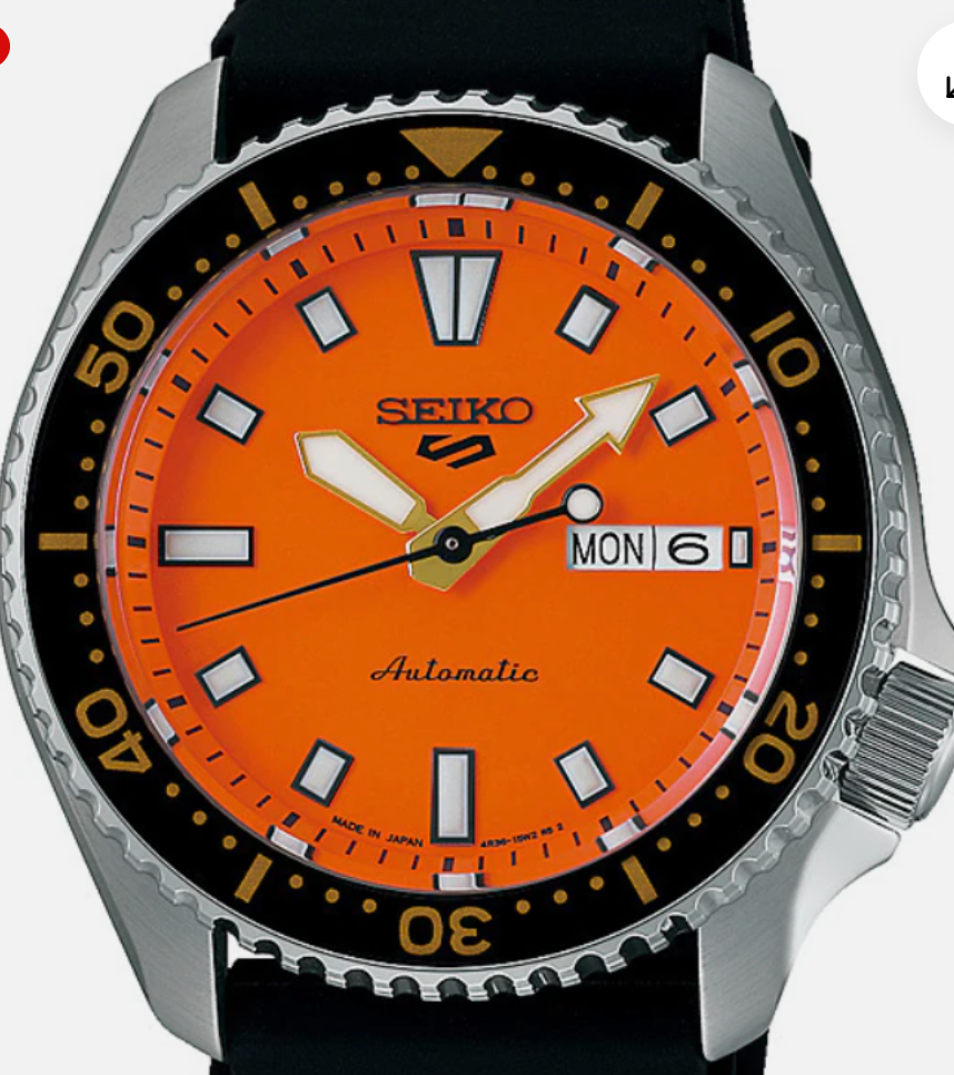 時計 SEIKO5sports Seiko 5 Five Sports SRPL89 SKX Automatic Watch 100m Orange Dial