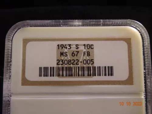 1943-S Mercury Dime, NGC MS67 FB