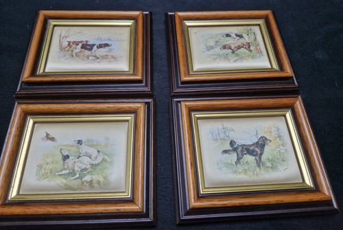 Vintage Consort Bilder kleine Seidendrucke von Arbeitshunden x4 - Bild 1 von 5