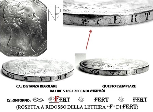 SARDEGNA (Vittorio Emanuele II) 5 Lire-1852 Genova - Picture 5 of 12