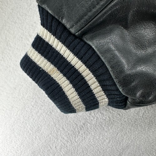 Vintage Starter Logo Leather Bomber Varsity Jacket 90s Zip Up Size Small Black - Bild 19 von 23