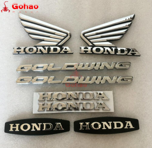 Set of 4 Pair Chromed Silver Goldwing GL1800 Fuel Tank Fender Side Emblem Decal - Picture 4 of 8