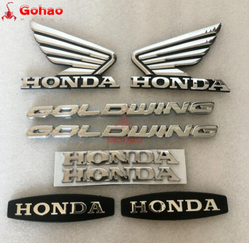 8pcs Chromed Silver Goldwing GL1800 Fuel Tank Fender Side Emblem Decal For NEW - Picture 1 of 8