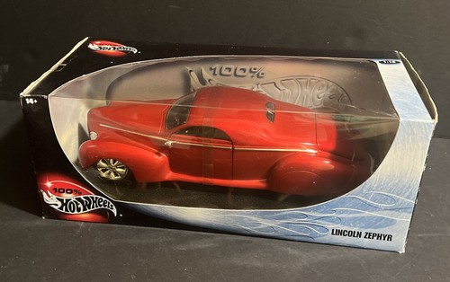 100 % Hot Wheels 1:18 Custom Lincoln Zephyr Metallic Red Mattel NIB - Picture 2 of 20
