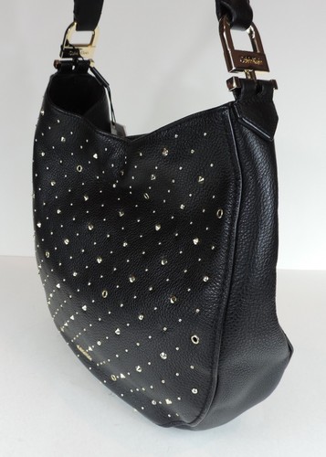 Neu Calvin Klein Erica Embellished Large Hobo Moto Stud Grommet Leather Bag Tote - Bild 6 von 12