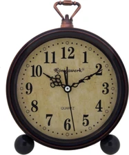 Königswerk Vintage Analog Alarm Clock, 5.25 inch Small Silent Desk Classic 