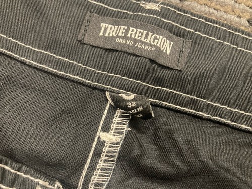 True Religion Jeans Baggy Cargo Pants Jet Black Pockets 108335 Relaxed - Picture 10 of 14