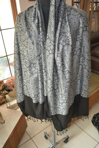 AUTO* SEDA PASHMINA JAMAVAR *CHAL DE DISEÑADOR *ESTILISTA ~ 16 OPCIONES DE DISEÑO - Imagen 2 de 7