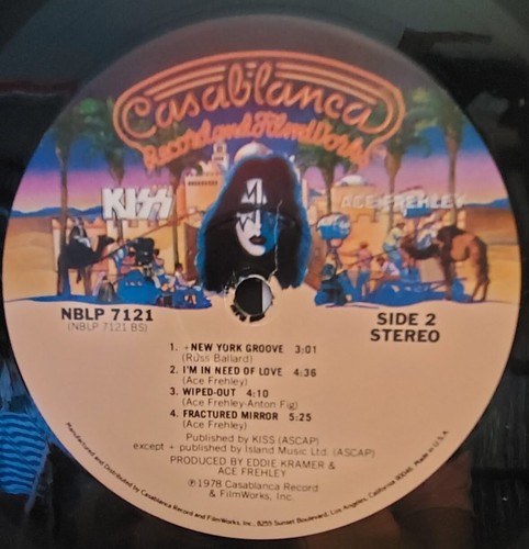 KISS / ACE FREHLEY SOLO LP CASABLANCA MISPRINT PURPLE TYPE CUSTOM INNER SLVE '78 - Picture 3 of 3