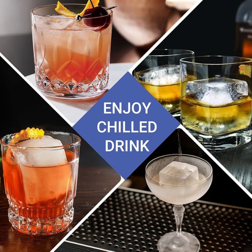 Große Eiswürfelschalen für Whisky 2" Silikon große quadratische Würfel für Cocktails - Bild 6 von 9