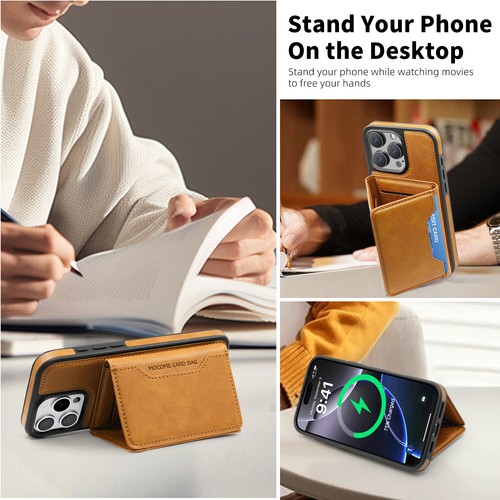 For iPhone 16 Pro Max 15 14 13 12 11 Magnetic Card Wallet Stand Leather Case - Picture 13 of 20