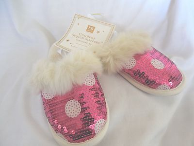 NWT Pottery Barn Kids Sherpa slippers navy sz small sm 6-9 7 8 booties