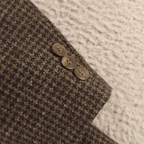 Hopsack Suit XL Brown Houndstooth Check Polyester Wool Jacket Vest 46R - Picture 10 of 19