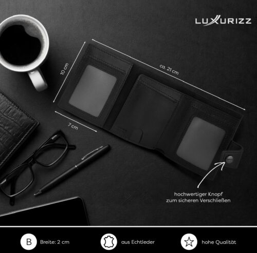 Luxurizz® Slim Wallet Mit Münzfach Rfid Schutz Geldbeutel Geldbörse Portmonee - Bild 3 von 6