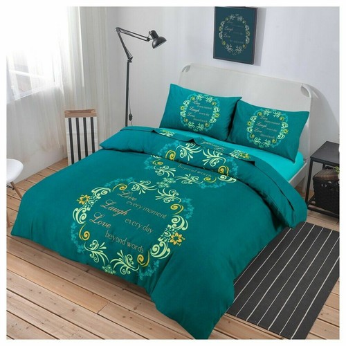 ASHER Love Brushed COTTON Flannelette Thermal Duvet Cover Bedding Set - Picture 2 of 4