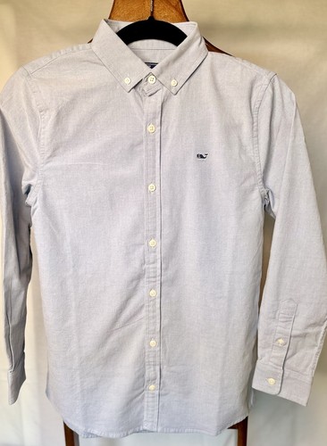 VINEYARD VINES NWT Boy’s Blue Solid Oxford Whale Shirt; SZ MEDIUM - Picture 2 of 5
