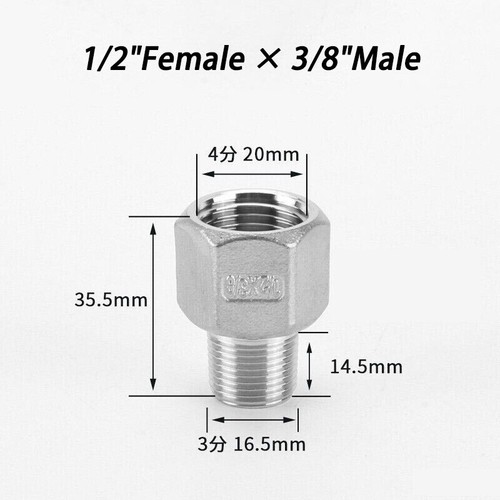 BSP Female to Male Stainless Steel Reducer Pipe Fitting Water Adapter Connector - Picture 21 of 29