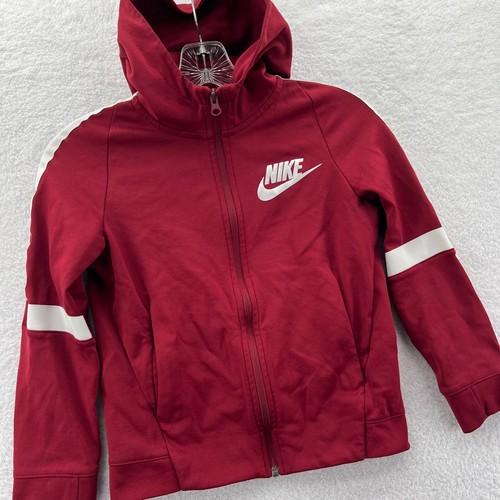 Nike Hoodie Boys Small Red Full Zip Top Long Sleeve Jacket Logo Youth Kids - Picture 2 of 13