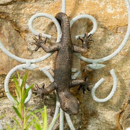 Colgante adornos de gecko de latón antiguo para parejas decoración de jardín. - Imagen 7 de 11