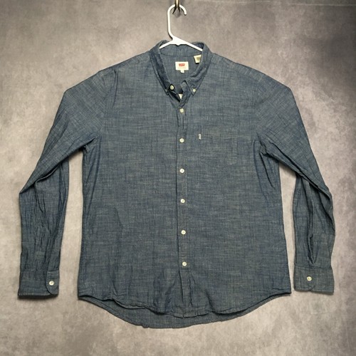 Levis Herren Chambray Langarm Hemd Gr. XL Knopfleiste Tasche leichte Baumwolle - Bild 1 von 15