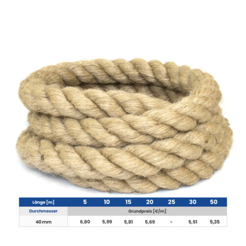 6mm-60mm Sailing Hemp Jute Rope in Twisted Hessian 10m-50m Jute Rope - Picture 25 of 27
