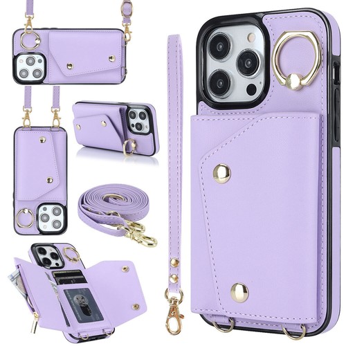 Crossbody Leather Card Wallet Phone Case For iPhone 11 12 13 14 Pro Max XR X 7 8 - Picture 13 of 76