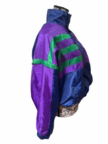 New Vintage Track Jacket Windbreaker Nylon Full Zip Retro Y2K Color block XL - Picture 3 of 12