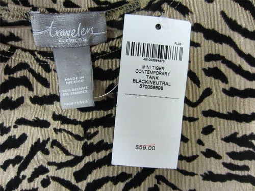 CHICO'S TRAVELLERS MINI TIGRE TANQUE CONTEMPORÁNEO CHICOS 2=10/12 NUEVO CON ETIQUETAS $59 - Imagen 4 de 4