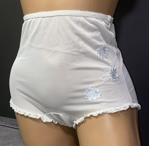 Vintage Panty Gotham Gold Stripe Nylon Ruffle Appliqué Dbl Gusset Mushroom #51B1 - Picture 6 of 18