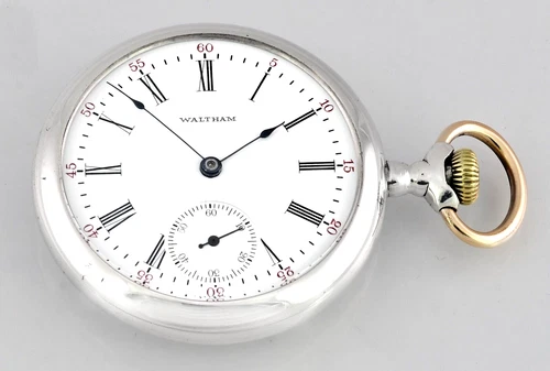 Antique Waltham 15 Jewels Pocket Watch - All Sterling Silver - Size 16  - 1908
