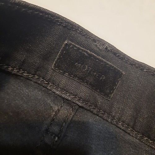 Mother Brand Fashion Step Fray Jeans Black & White Guilty Racer Women's Size 26 - Picture 10 of 13