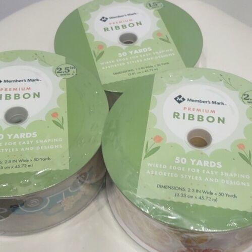 🌱Lot 150 yards wire edge ribbon Hello Spring Citrus Oranges Limes Wide 3 rolls - Picture 2 of 7