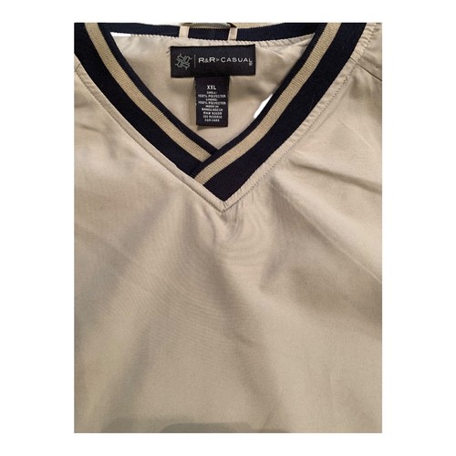 Mens 2XL Pullover Windbreaker Sweatshirt Tan gold black Trim - Bild 3 von 3