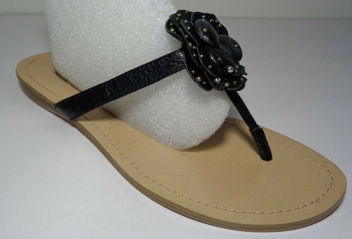 Nine West Size 6 M TISHA Black Leather Sandals New Women's Shoes - Picture 3 of 12